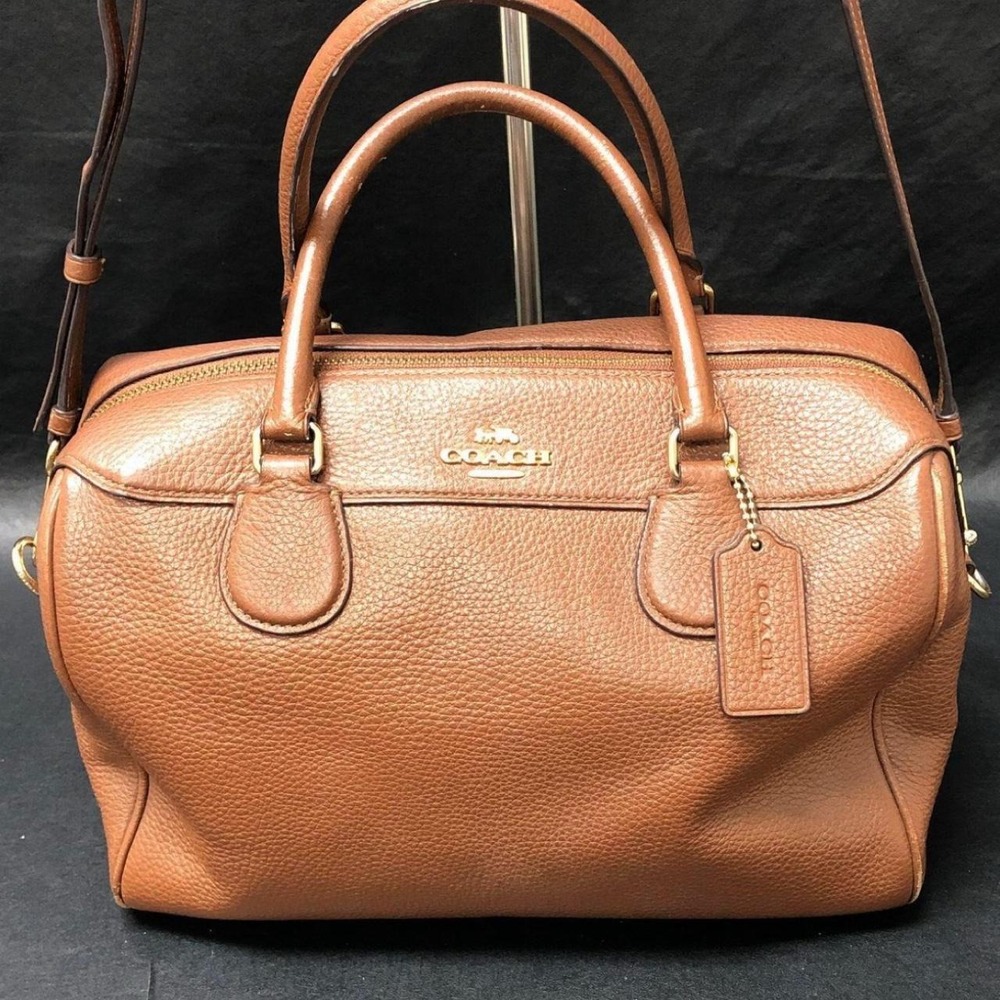 Coach Rowan Satchel Saddle Brown Pebbled Leather Crossbody Bag F31376